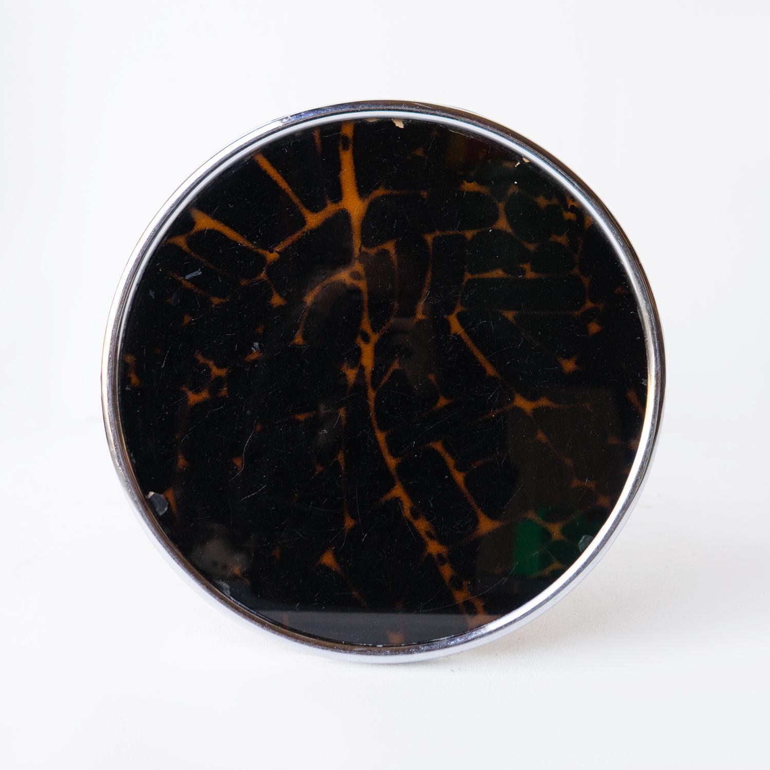 Vintage-Beistelltisch aus Schildpattglas und Chrom im Art déco-Stil, ca. 1930er Jahre (Europäisch)