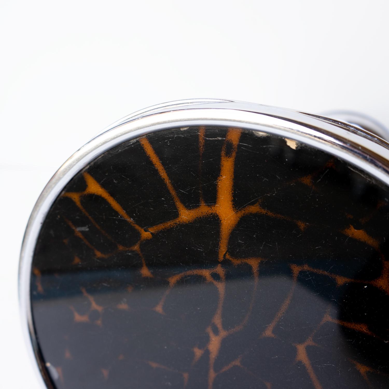 Vintage-Beistelltisch aus Schildpattglas und Chrom im Art déco-Stil, ca. 1930er Jahre 1