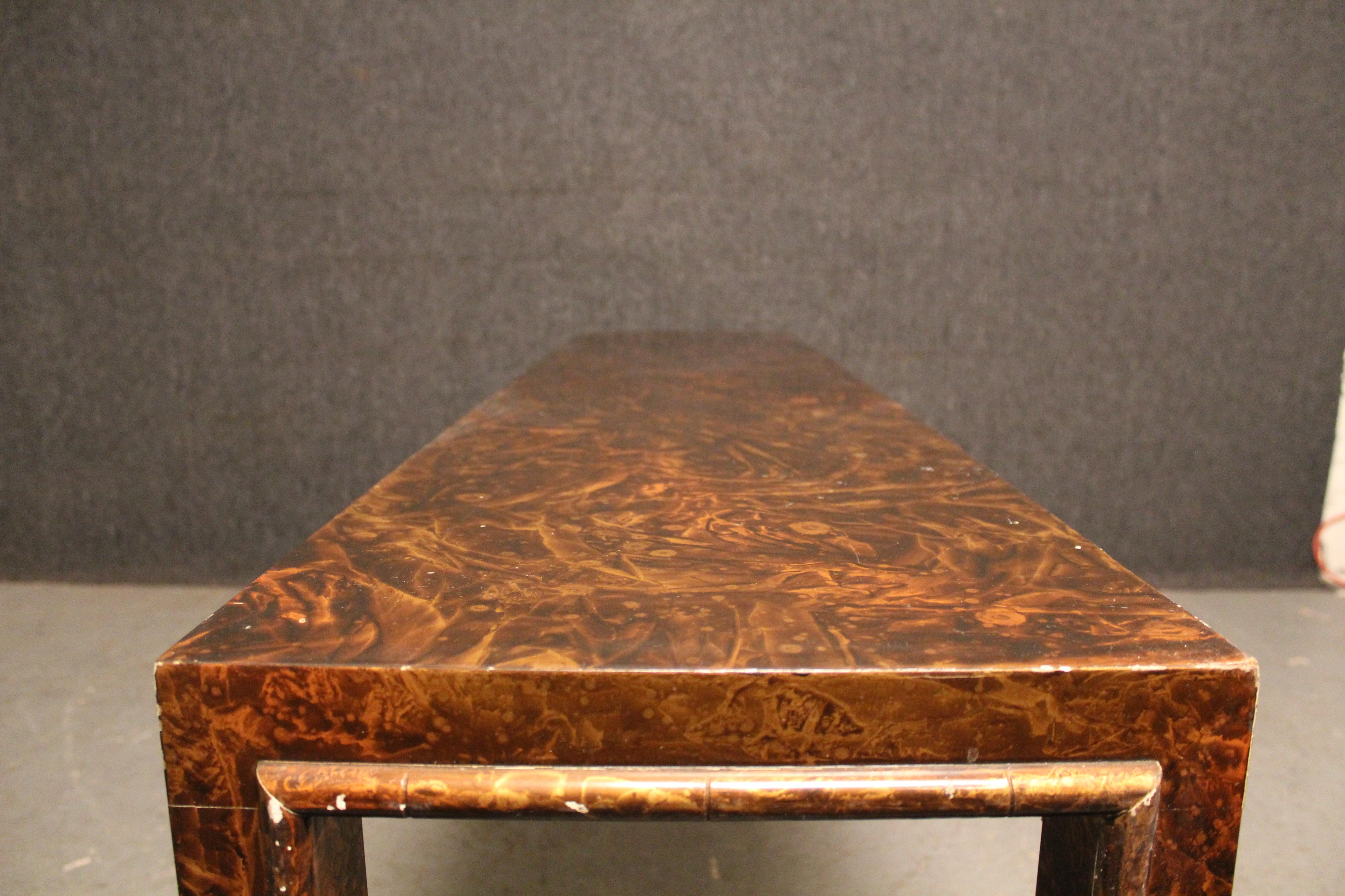 Vintage Art Deco Faux Tortoiseshell Lacquered Console Table For Sale 4