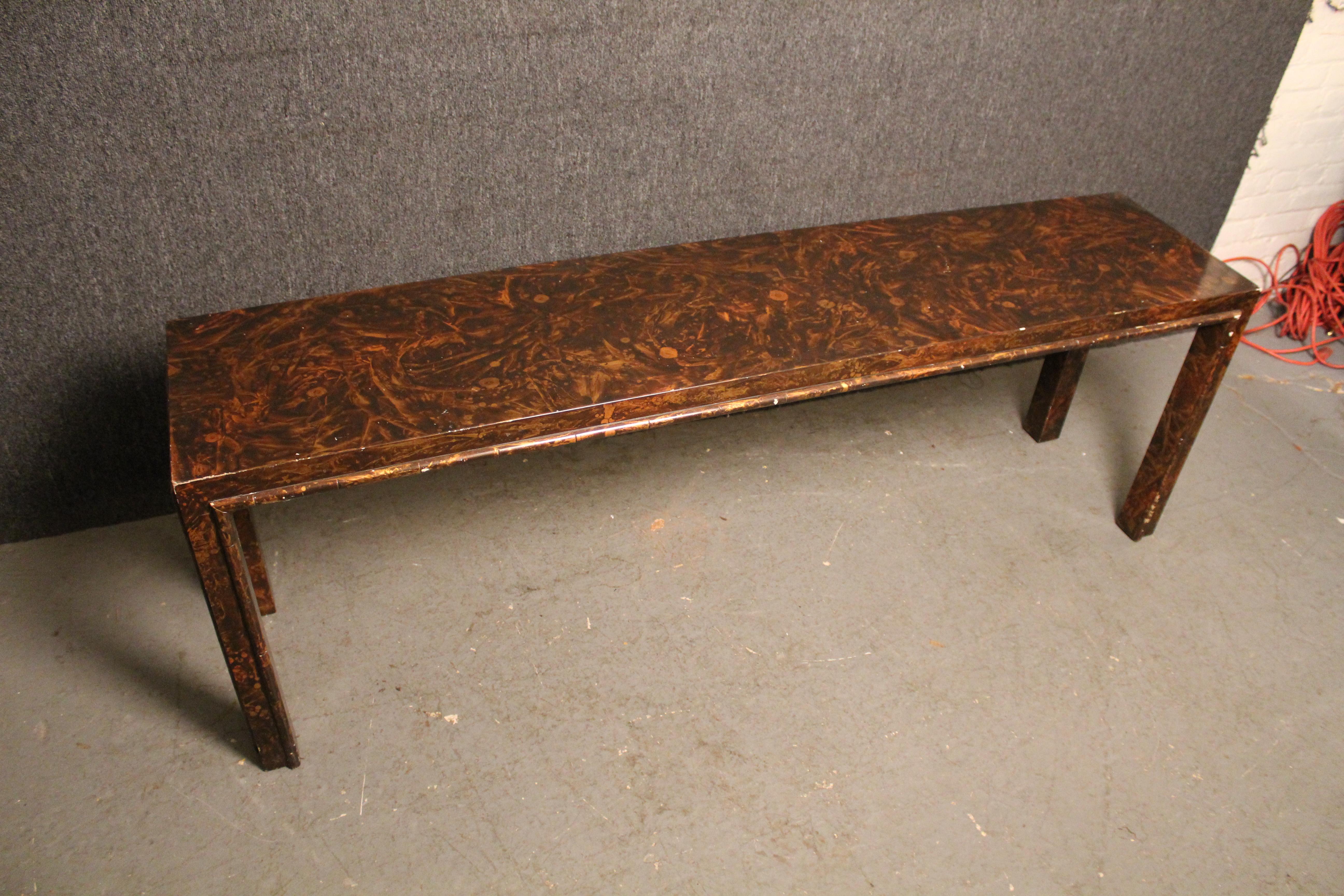 American Vintage Art Deco Faux Tortoiseshell Lacquered Console Table For Sale