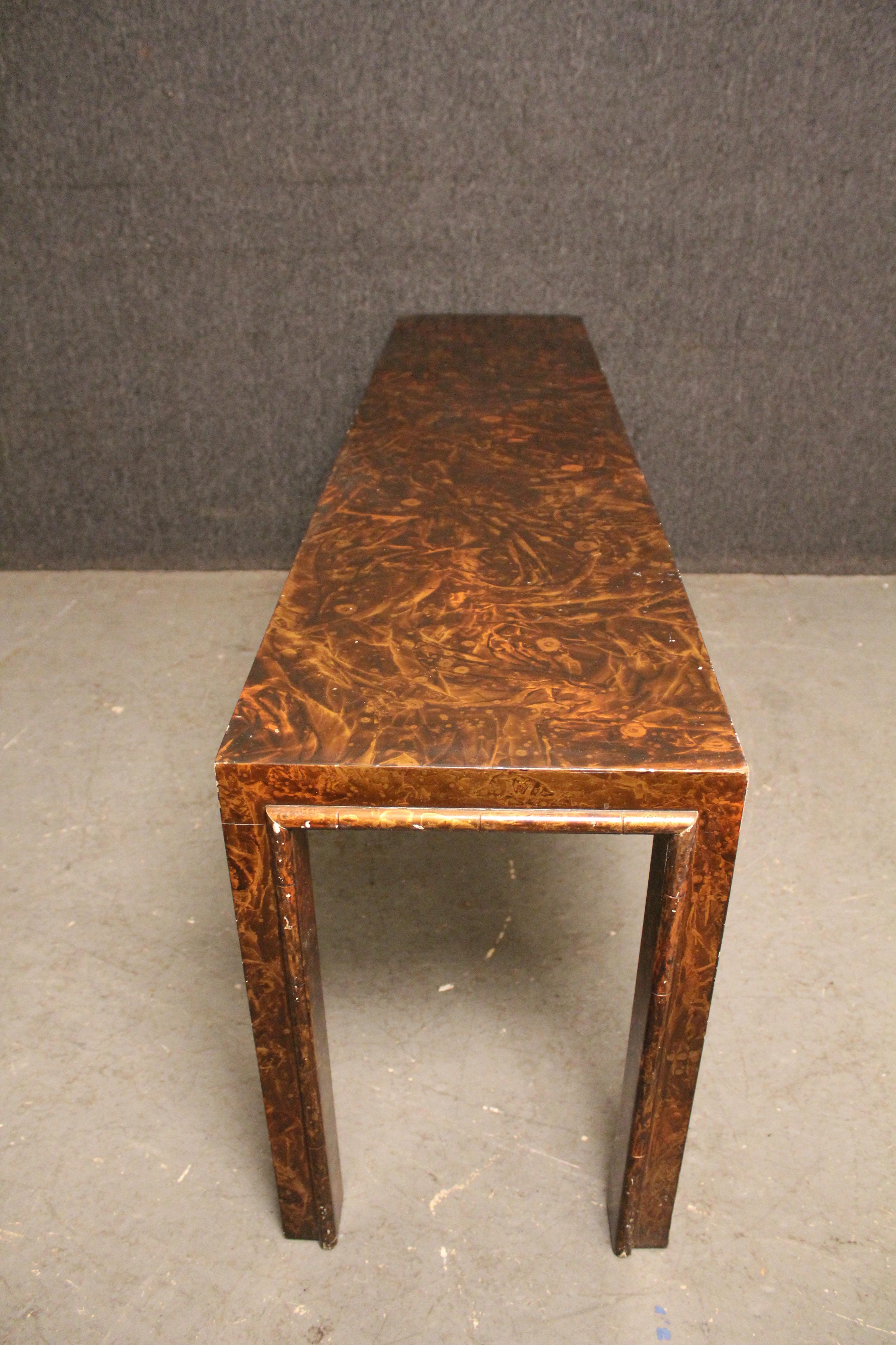 Vintage Art Deco Faux Tortoiseshell Lacquered Console Table For Sale 3