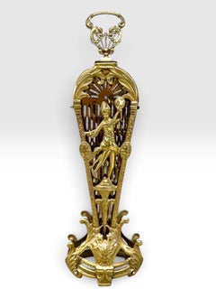 Vintage Art Deco Figural Brass Peacock Folding Fireplace Screen, Circa 1925.