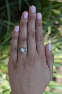 Vintage Art Deco Filigree Diamond and Sapphire Engagement Ring