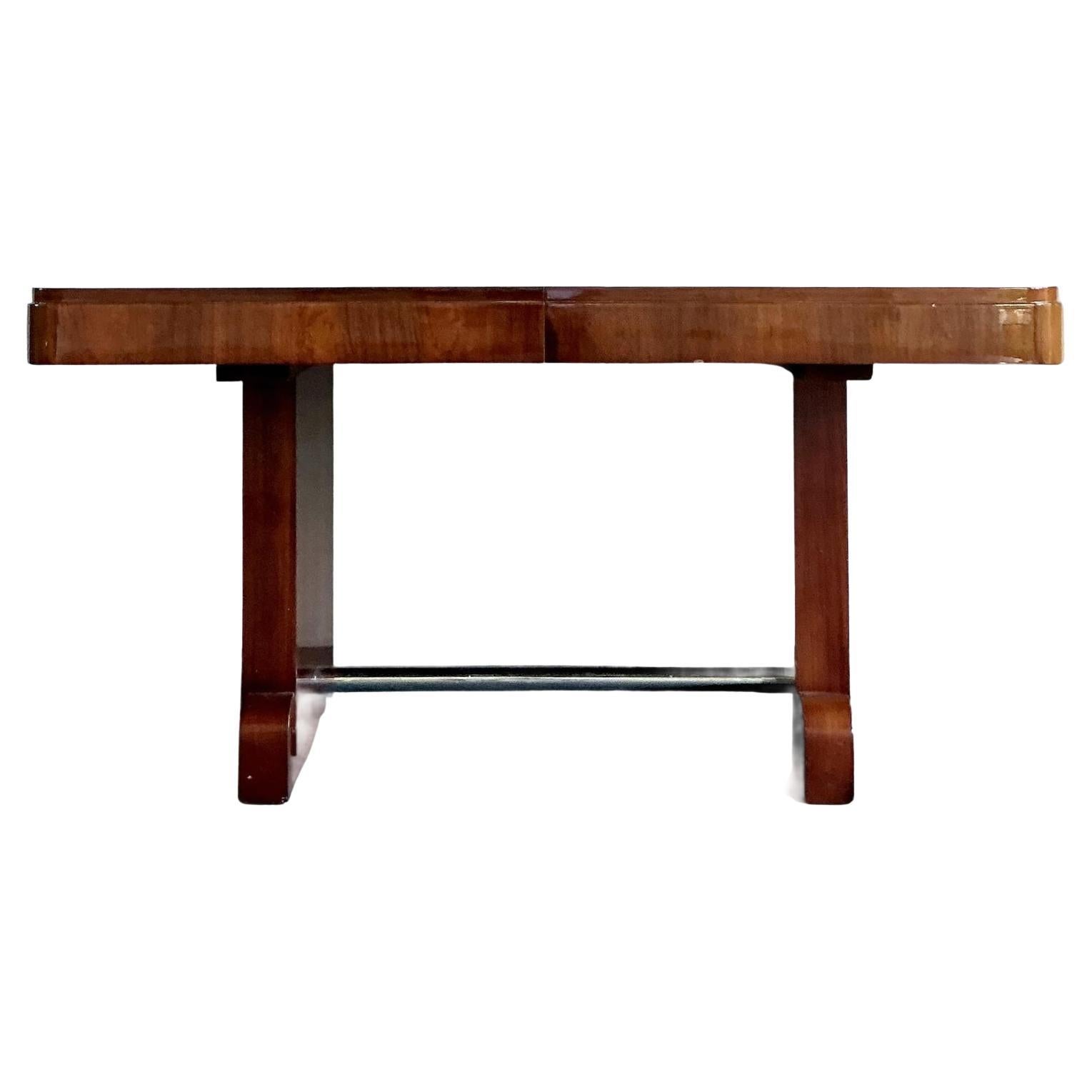 Vintage Art Deco Flame Mahogany Extendable Dining Table