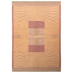 Vintage Art Deco Flat Weave, Beige-Yellow Pink Kilim Rug