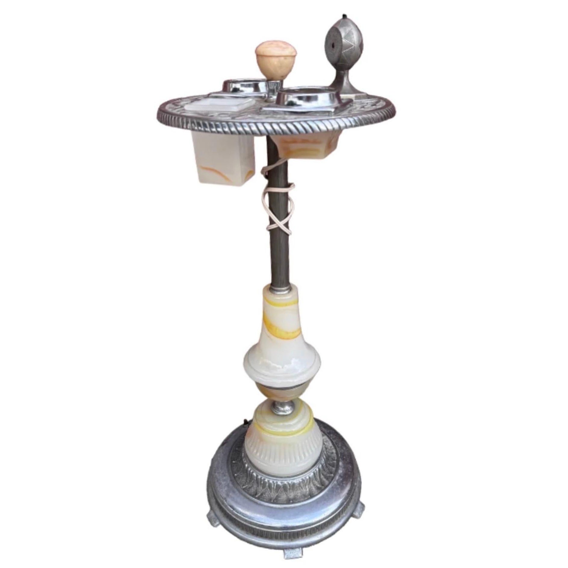 Vintage Art Deco Floor Smoking Stand Metall Aschenbecher mit Fächern von Mico