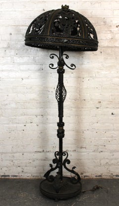 Antique Art Nouveau Floral Iron Floor Lamp