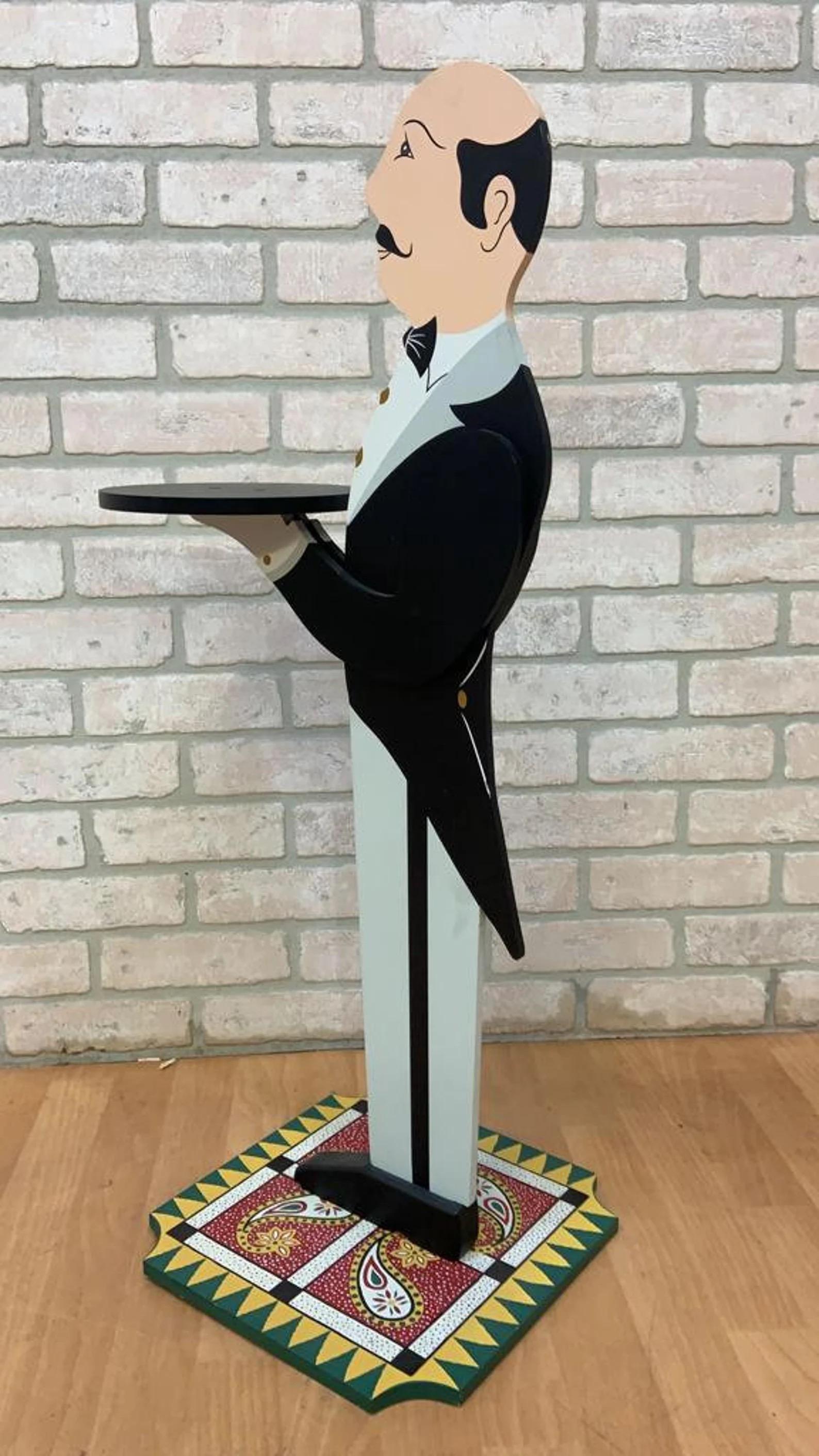 Vintage Art Deco Free Standing Butler with Serving Tray In Good Condition For Sale In Chicago, IL