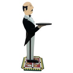 Mayordomo de pie Art Decó Vintage con bandeja para servir