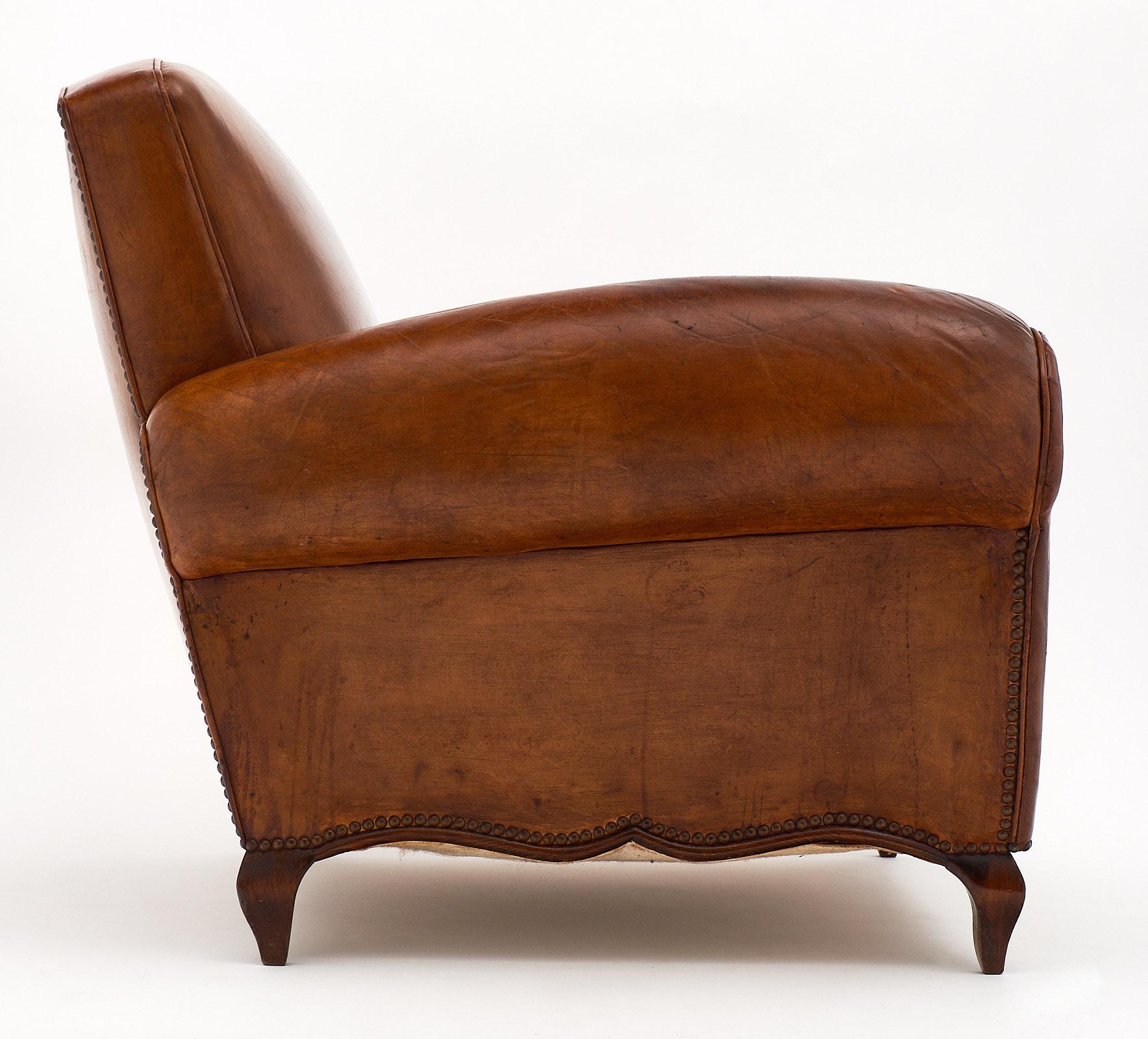 Vintage Art Deco French Club Chair (Leder)