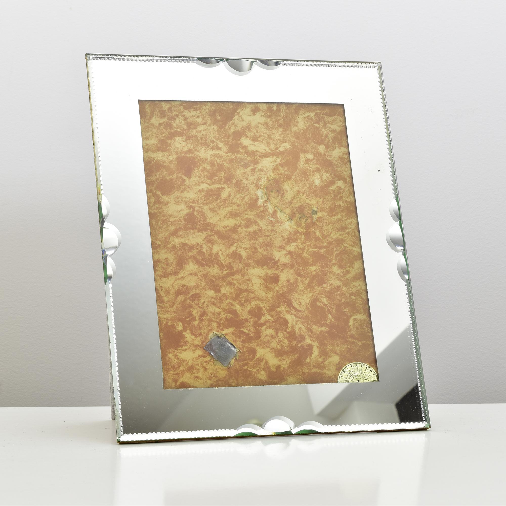 Francese Cornice per specchio francese Deco Mirror d'epoca di G. Escudero, anni '50 in vendita