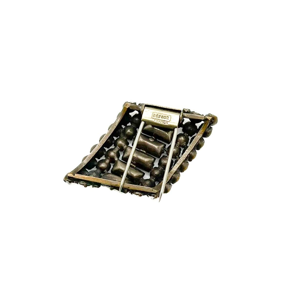 Vintage Art Deco French Paste Dress Clip 1930s For Sale 1