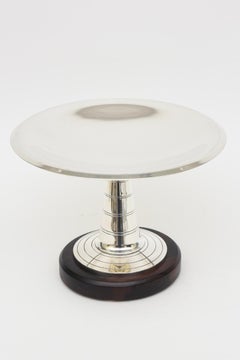 Französische versilberte Art-Déco-Schale oder Serviergeschirrschale aus Rosenholz