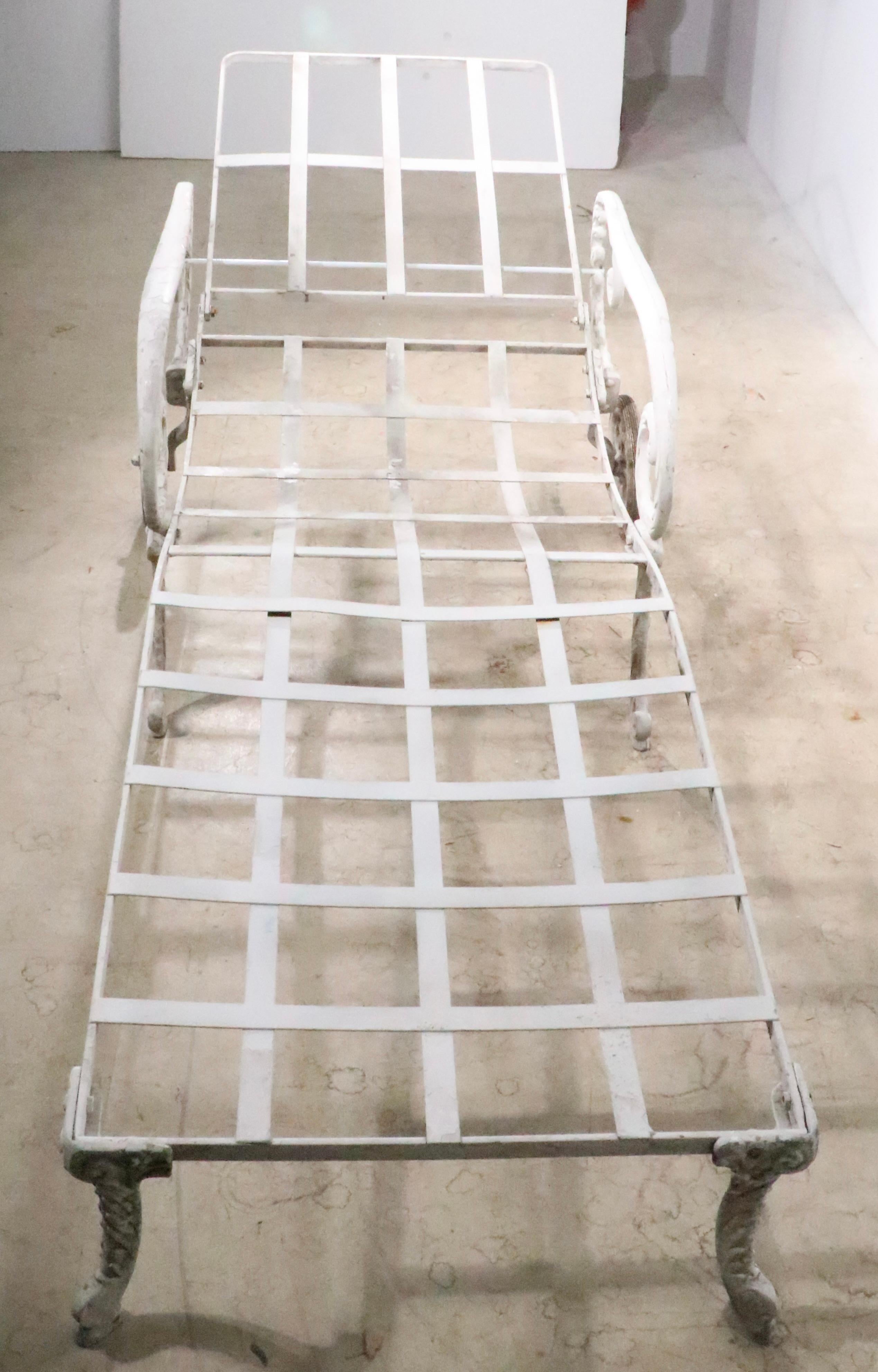 American Vintage Art Deco Garden Patio Poolside Chaise Lounge by Molla c. 1930s For Sale