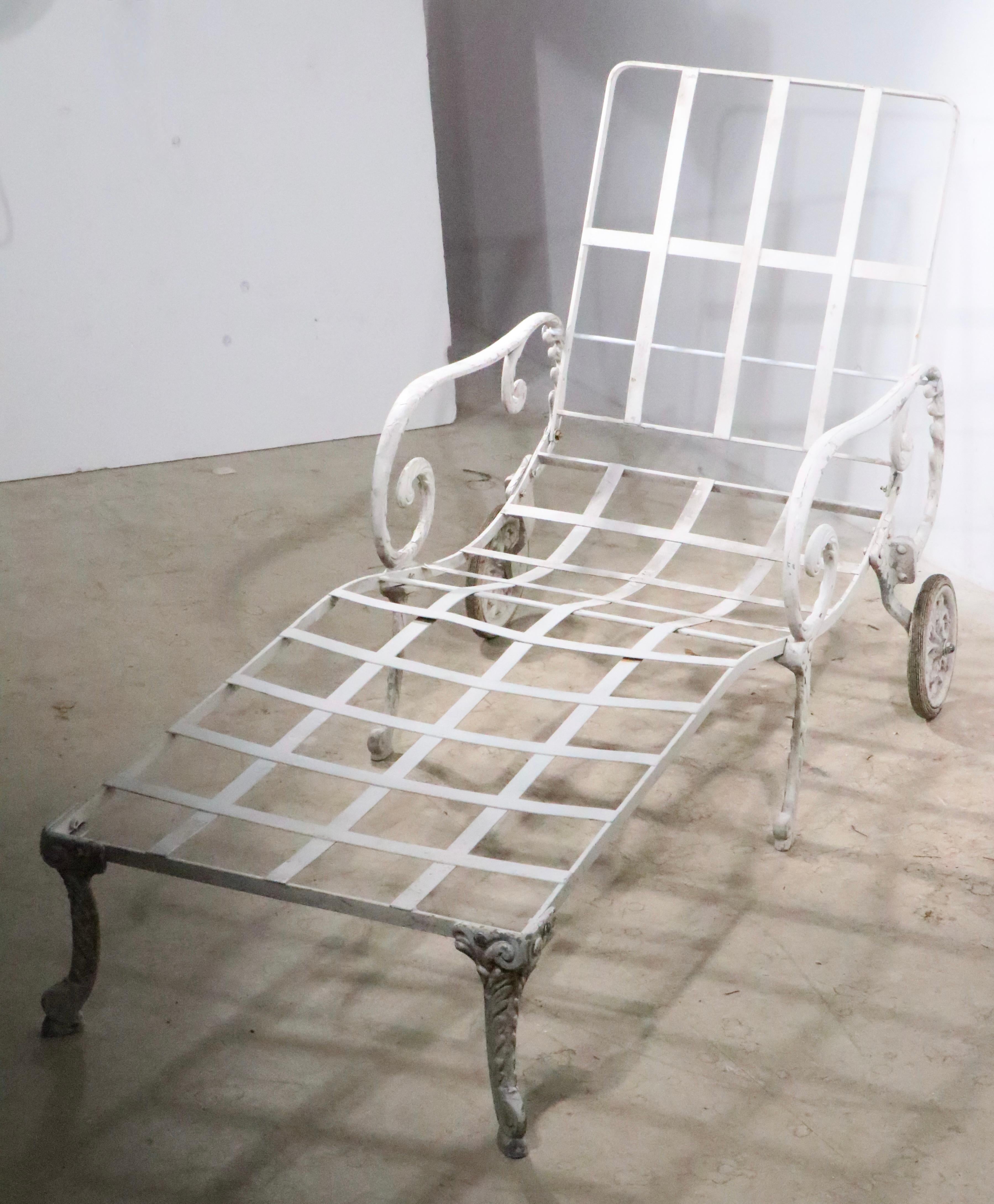 Metal Vintage Art Deco Garden Patio Poolside Chaise Lounge by Molla c. 1930s For Sale