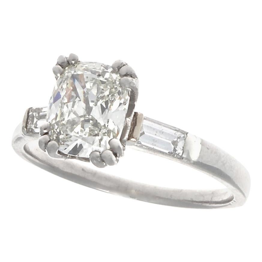 Vintage Art Deco GIA 1.26 Carat Old Mine Cut Diamond Platinum Engagement Ring