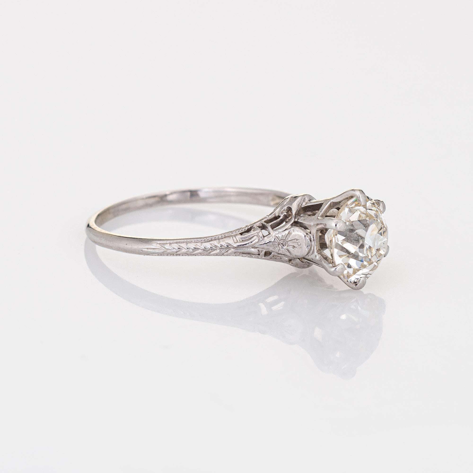 Old European Cut Vintage Art Deco GIA 1.55ct Diamond Ring Engagement Platinum Jewelry For Sale