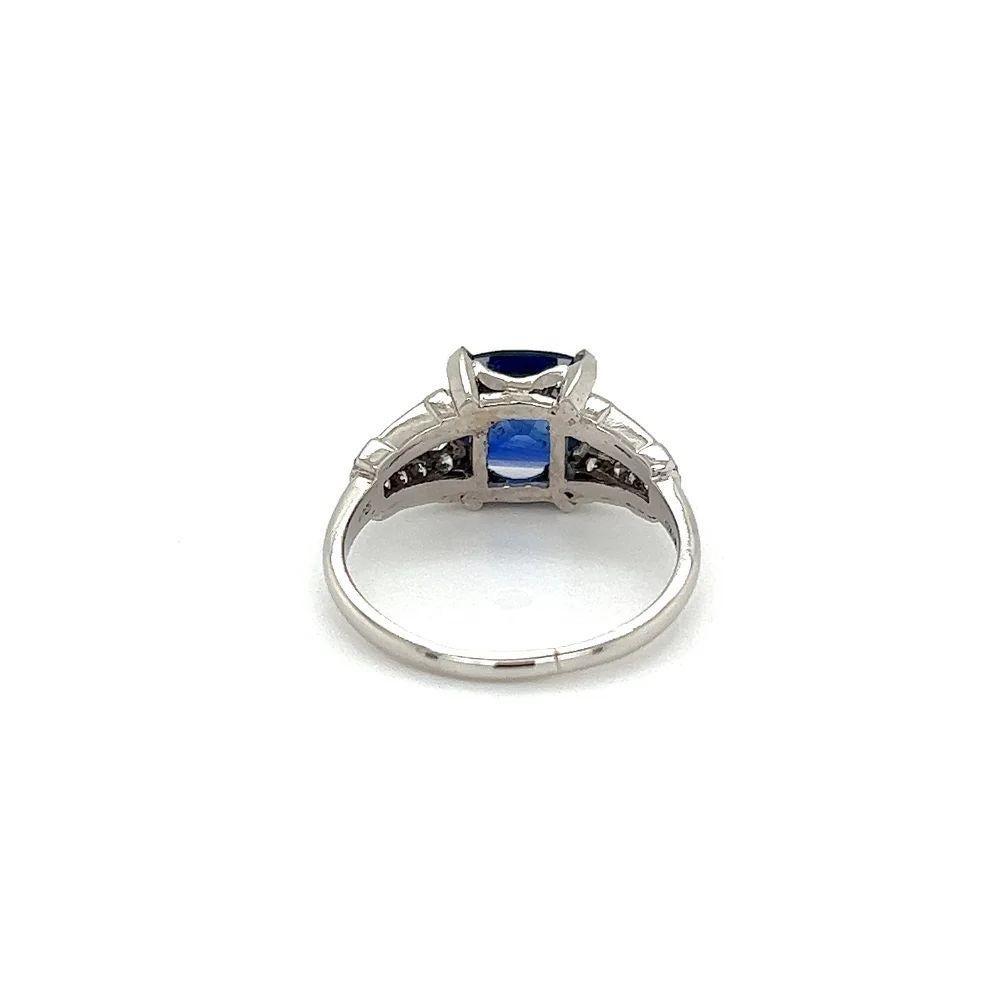 Women's Vintage Art Deco GIA 2.03 Carat Cushion Ceylon Sapphire Diamond Platinum Ring For Sale