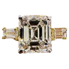 Anillo de compromiso de diamantes talla esmeralda de 2,41 quilates con certificado GIA Art Decó Vintage