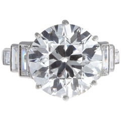 Vintage Art Deco GIA Old European Cut 5.50 Carat Diamond Platinum Ring