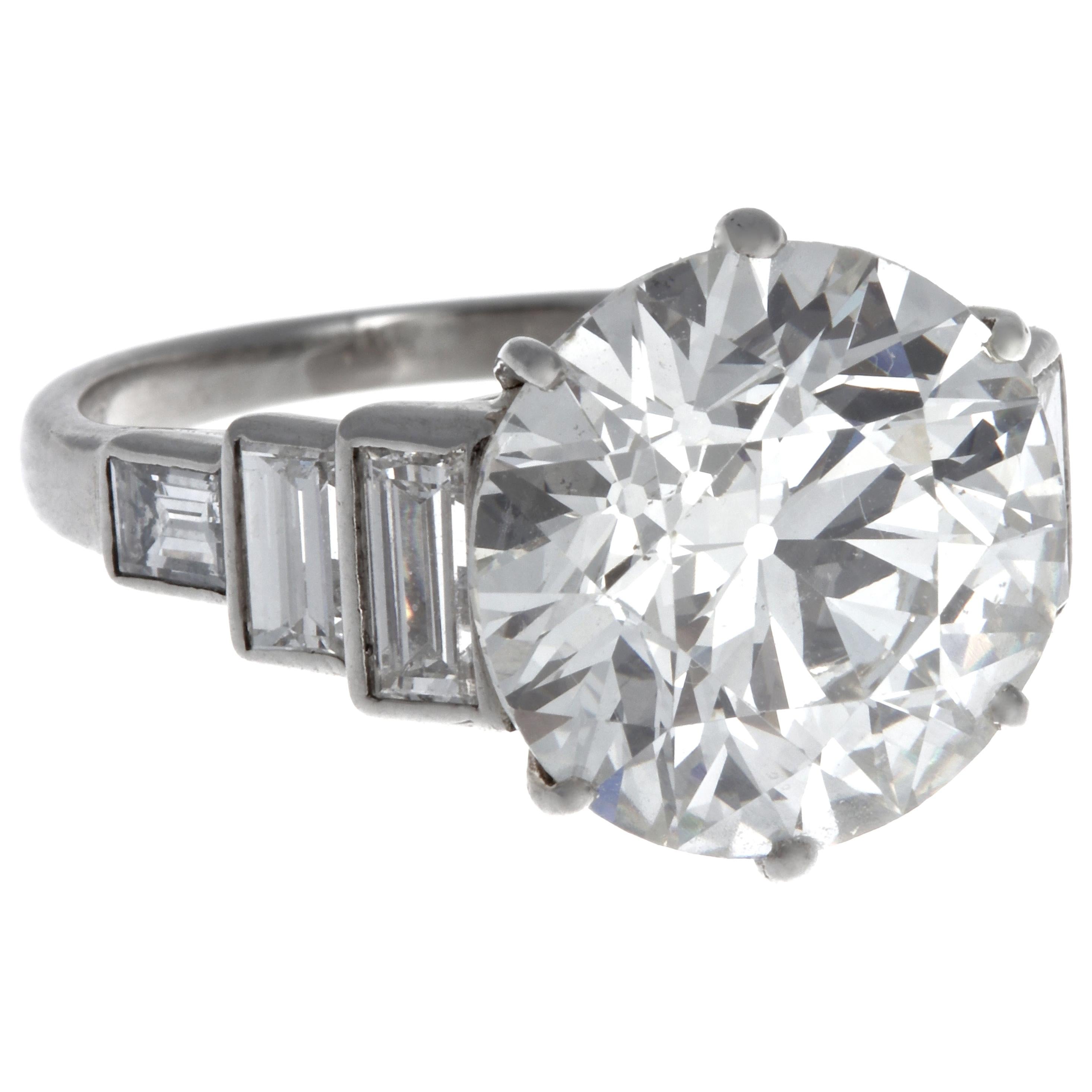 Vintage Art Deco GIA Rundschliff 5::50 Karat Diamant Platin Ring