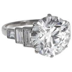 Vintage Art Deco GIA Round Cut 5.50 Carat Diamond Platinum Ring