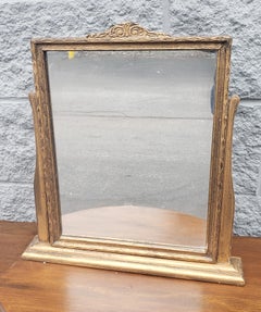 Vintage Art Deco Giltwood Swiveling Table Mirror on Stand, circa 1930s