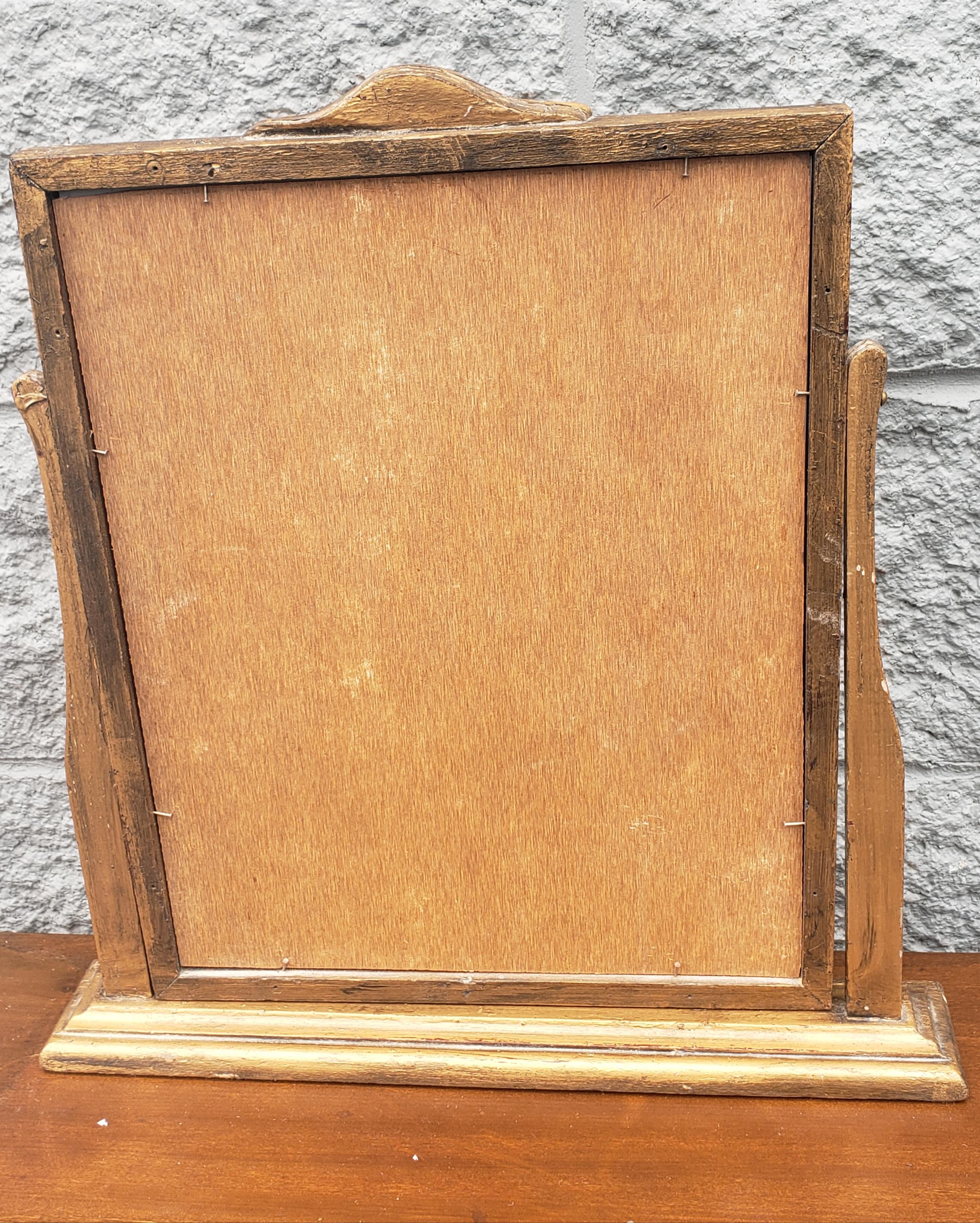 Vintage Art Deco Giltwood Swiveling Table Mirror on Stand, circa 1930s In Good Condition For Sale In Germantown, MD