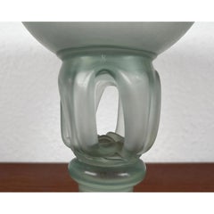 Vintage Art Deco Glass Bowl, White Glass, 1970s Design, 12.6" Diameter