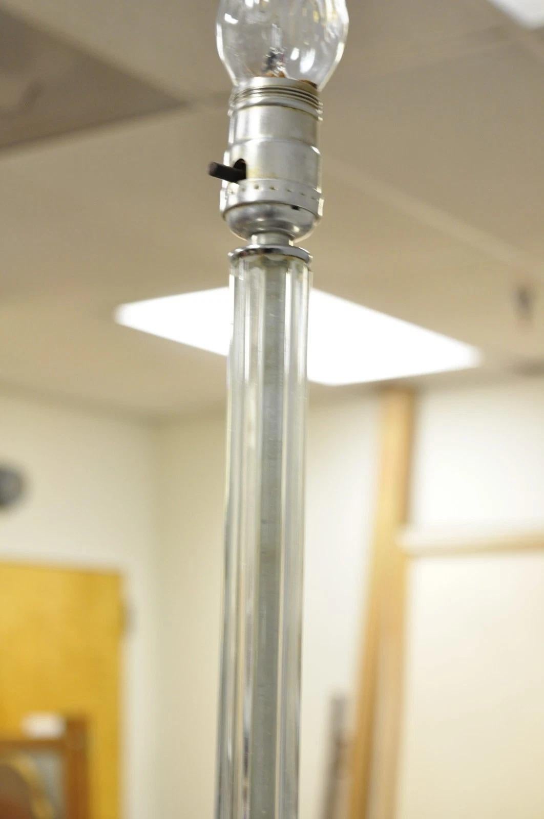 Vintage Art Deco Glass Column Candlestick Small Boudoir Vanity Bedroom Lamp Pair For Sale 1