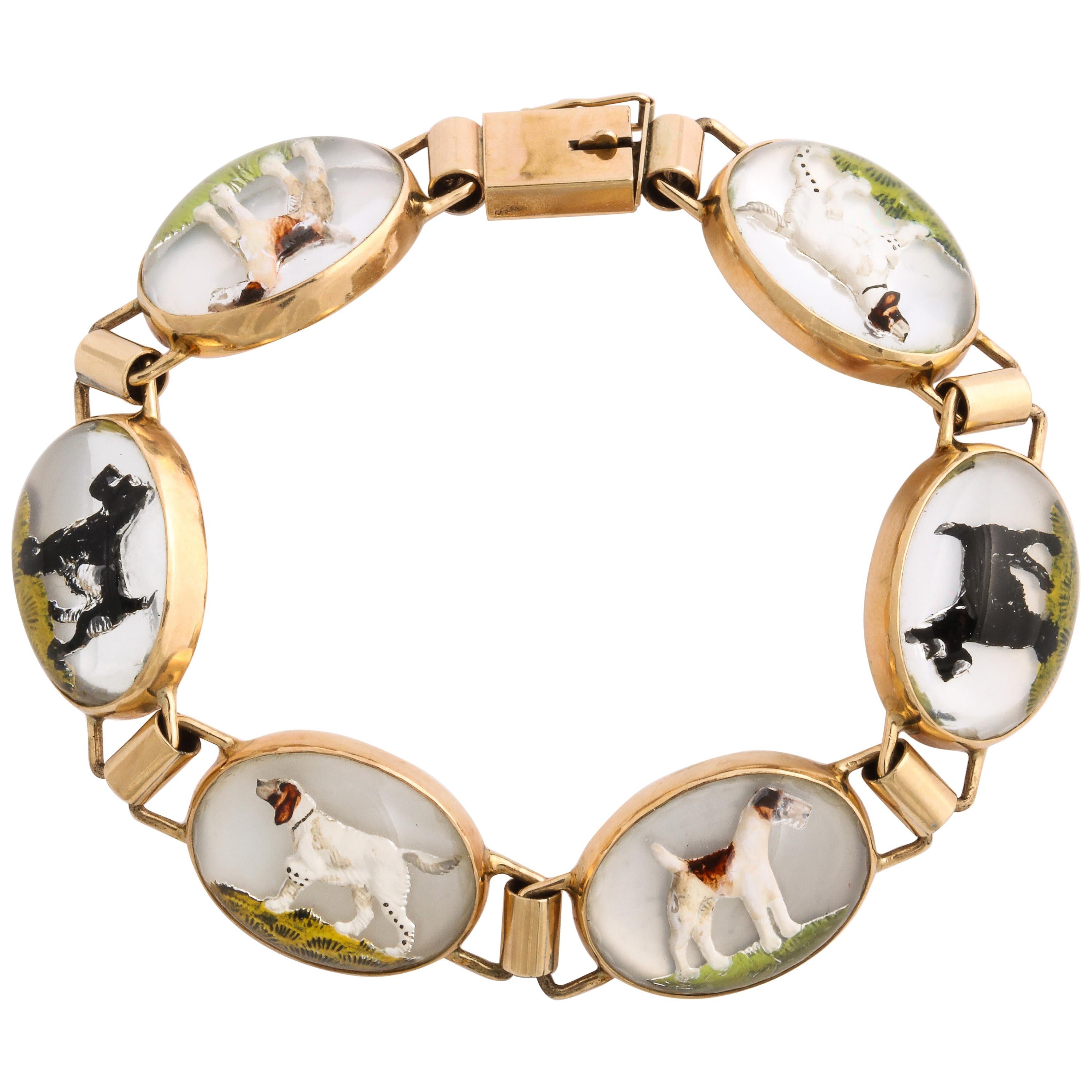 Vintage Art Deco Gold Dog Lovers Bracelet For Sale