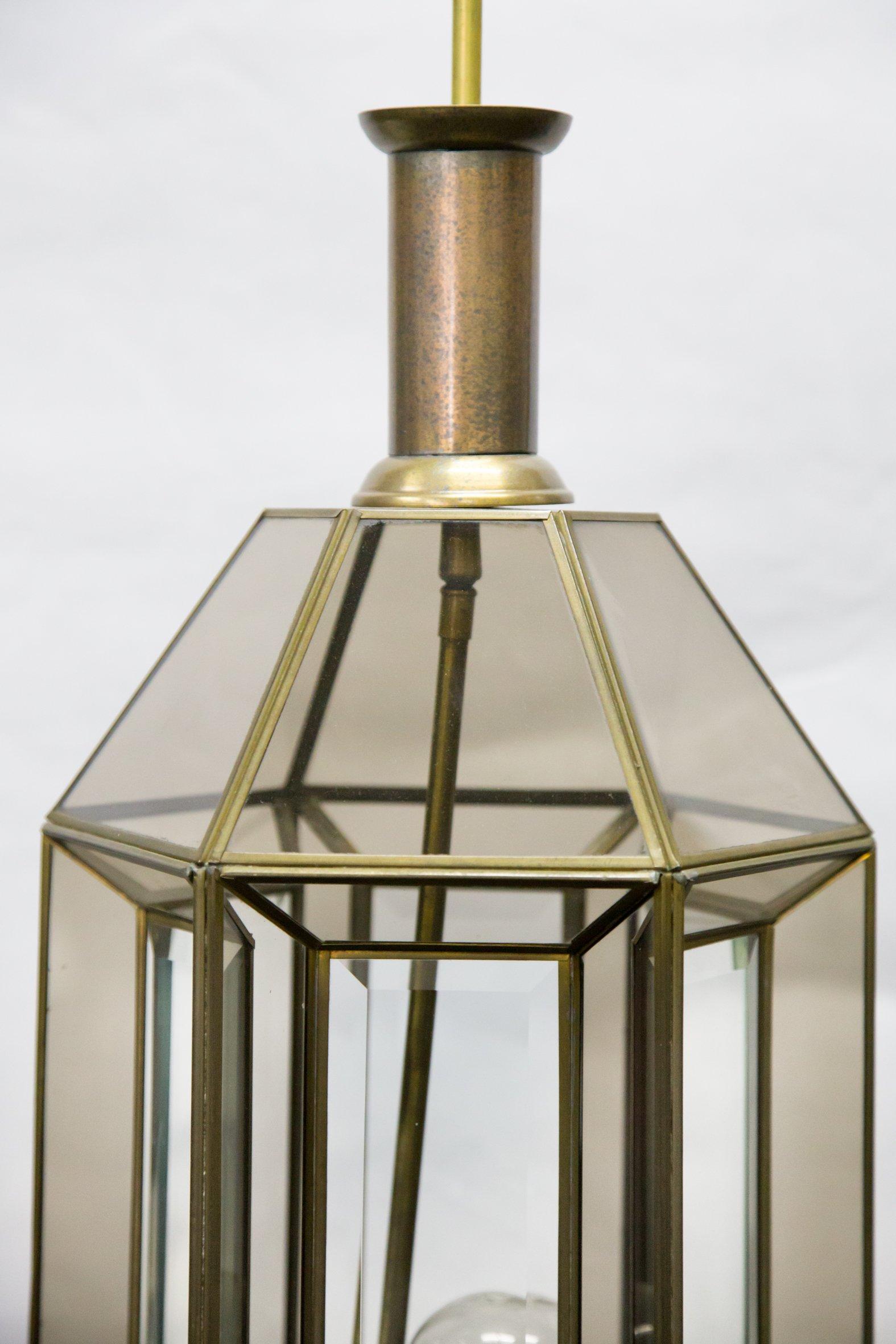 Vintage Art Deco Gold Glass Ceiling Lamp, Brass and Smoke Glass In Good Condition In Budapest, HU