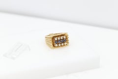 Vintage Art Deco Gold Ring Blue Sapphire and pearls 14 Karat Yellow Gold