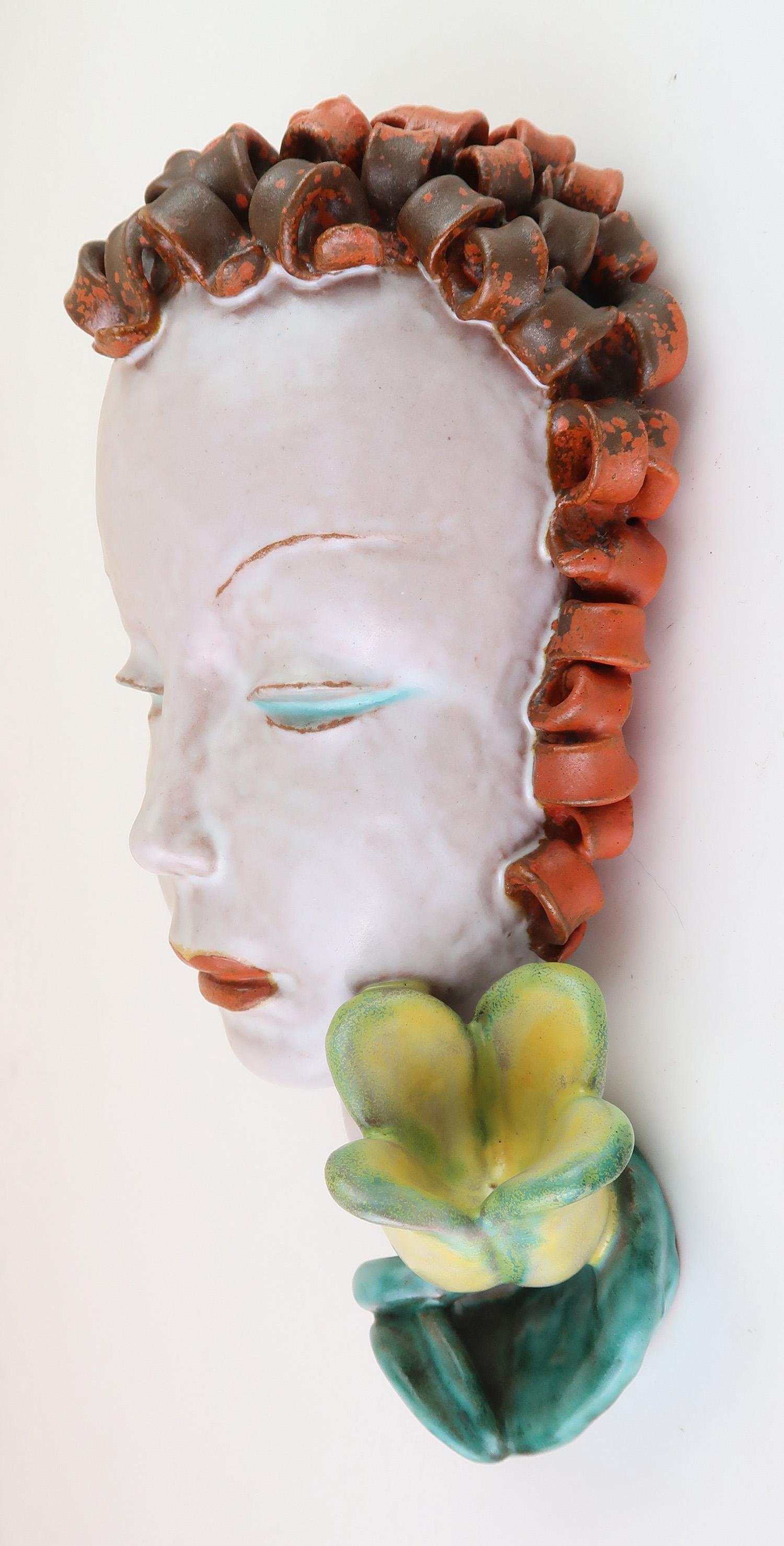 Austriaco Maschera d'epoca Art&Deco Goldscheider da appendere al muro. Austria C.1930 in vendita