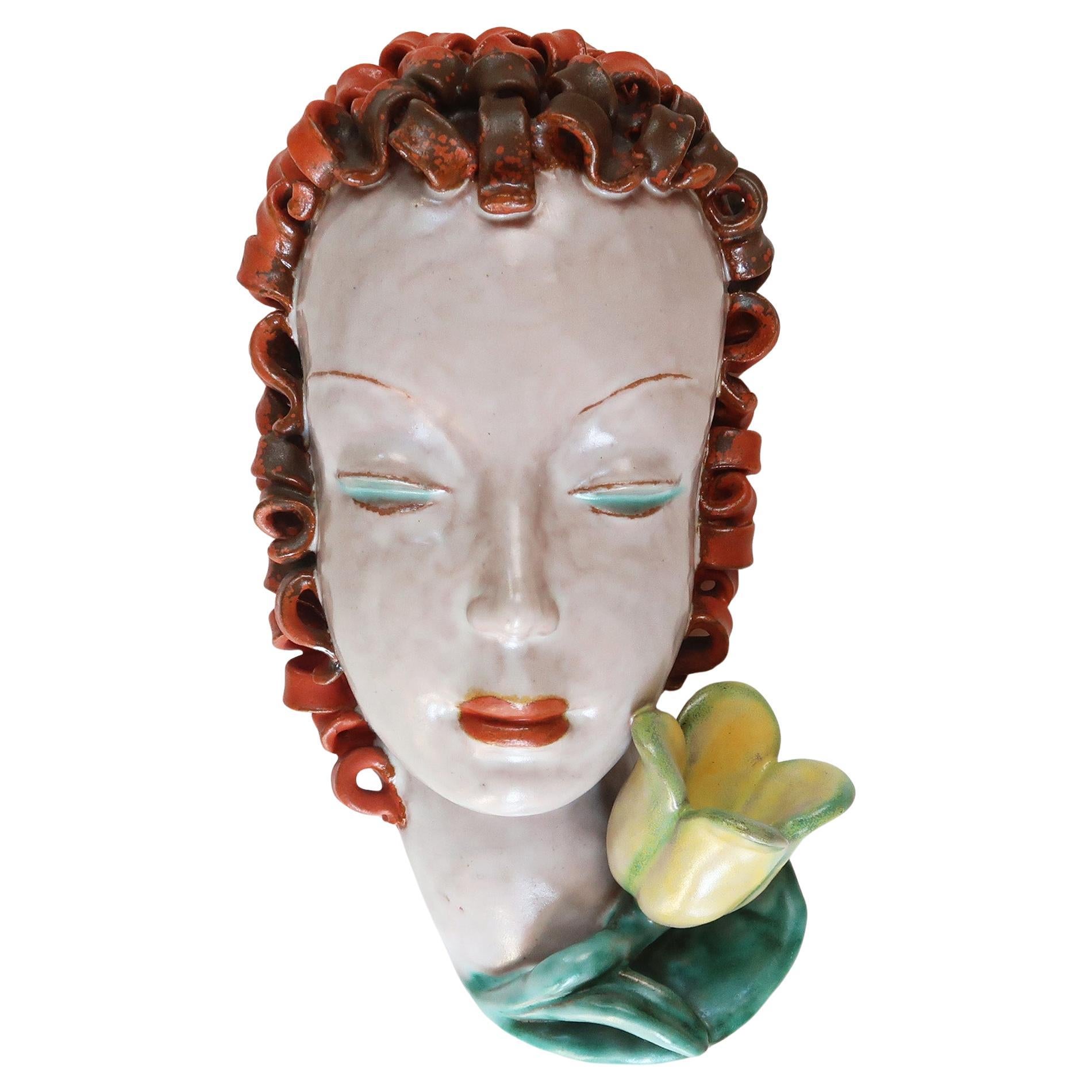 Maschera d'epoca Art&Deco Goldscheider da appendere al muro. Austria C.1930 in vendita