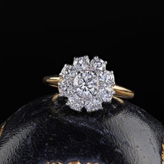 Vintage Art Deco Granat Bros. 14K Gold Old Cut Diamond Cluster Engagement Ring