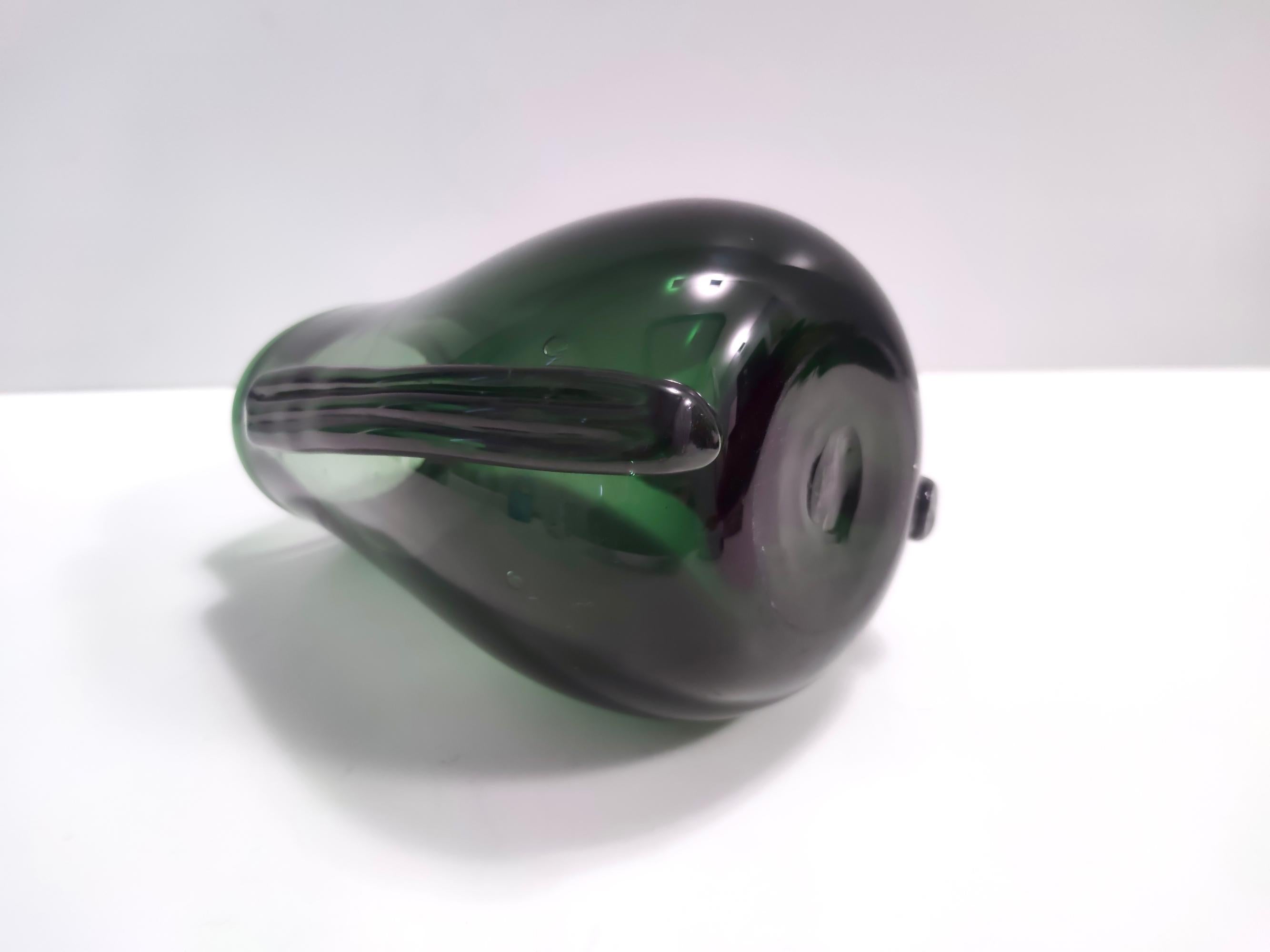 Vintage Art Deco Green Hand-Blown Glass Vase, Empoli, Italy For Sale 1