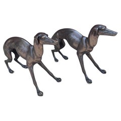 Vintage Art Deco Greyhound Dog Statues - Pair