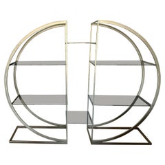 Vintage Art Deco Half Moon Expandable Étagère by Milo Baughman