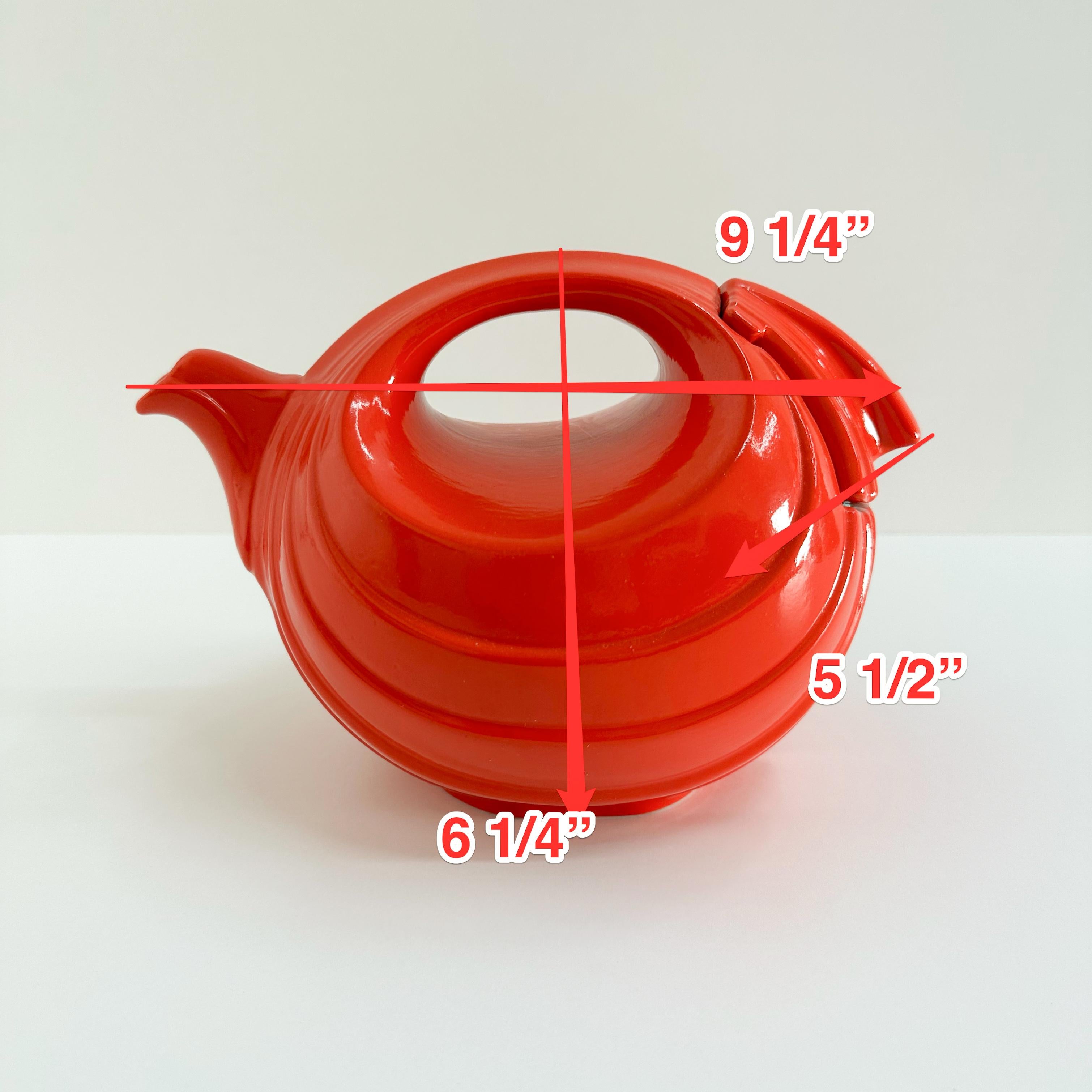 Vintage Art Deco Hall China Company Rhythm Teapot Scarlet Orange Streamline Mode 4