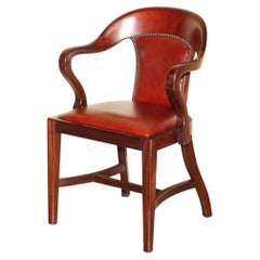 ViNTAGE ART-DECO-ESSZIMMER- UND BÜROSESSEL AUS HARTEM HOLZ UND OXBLOOD-LEDER