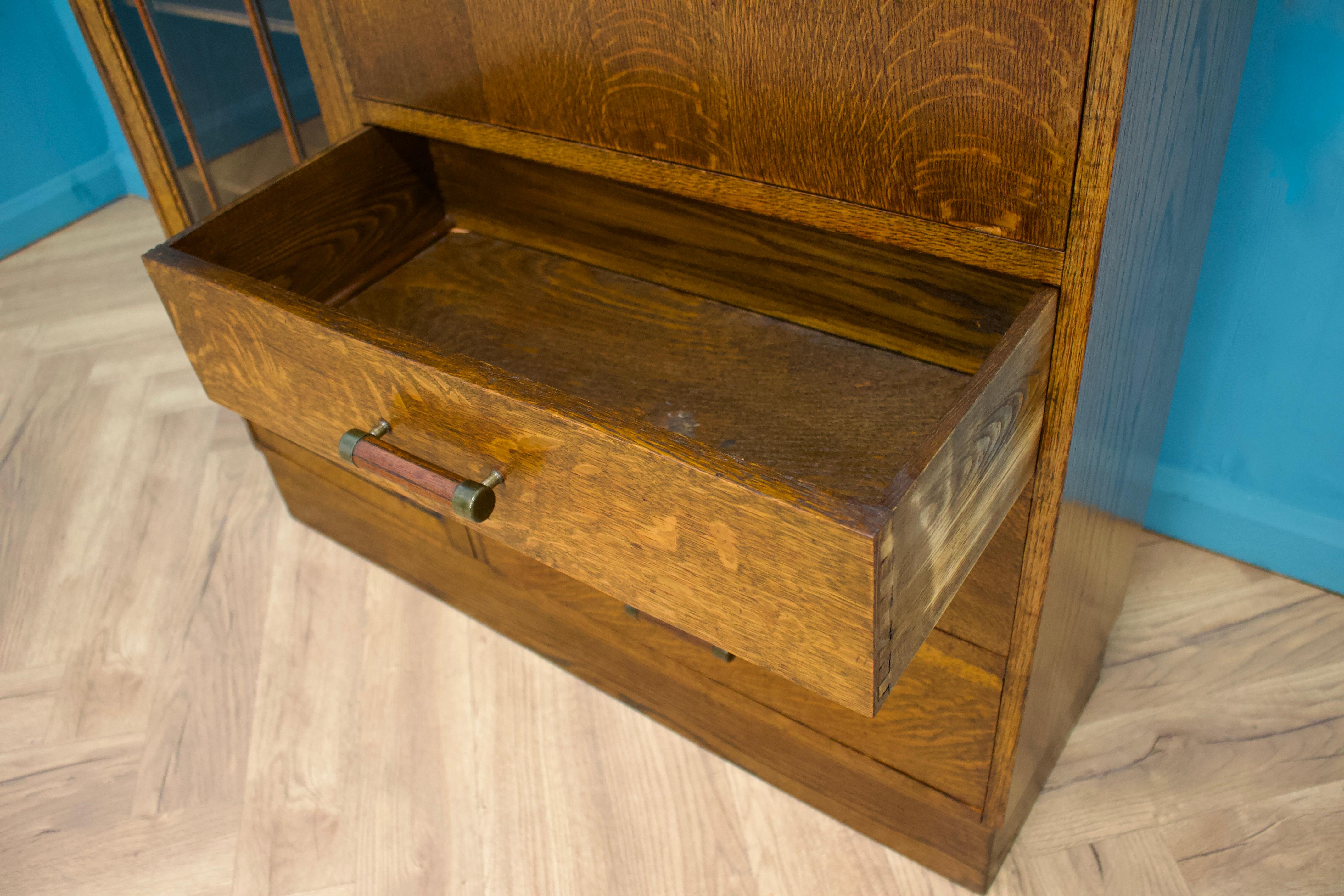 Vintage Art-Déco-Büro-Bücherregal aus Eichenholz im Heals-Stil, 1930er Jahre im Angebot 3