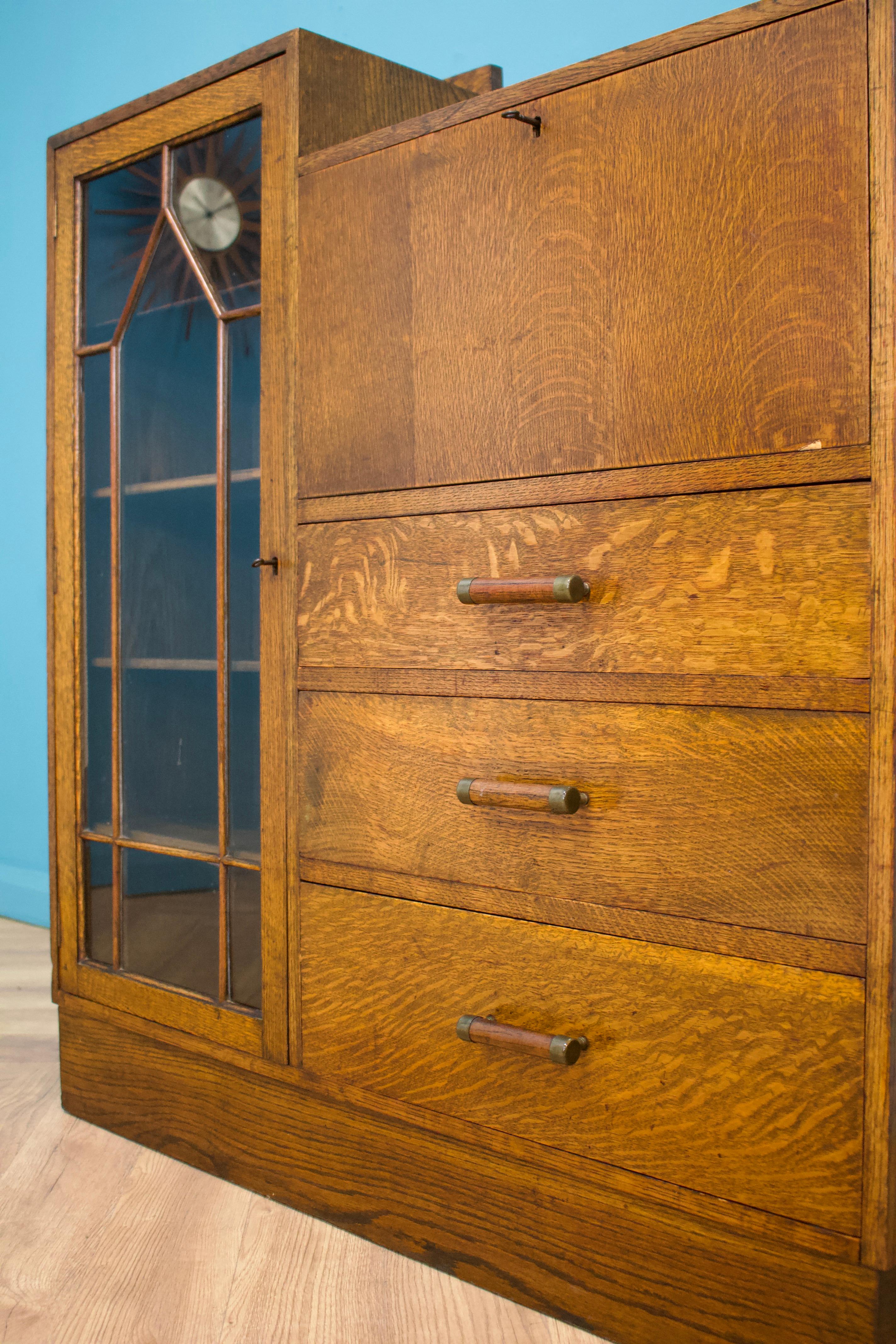 Vintage Art-Déco-Büro-Bücherregal aus Eichenholz im Heals-Stil, 1930er Jahre (20. Jahrhundert) im Angebot