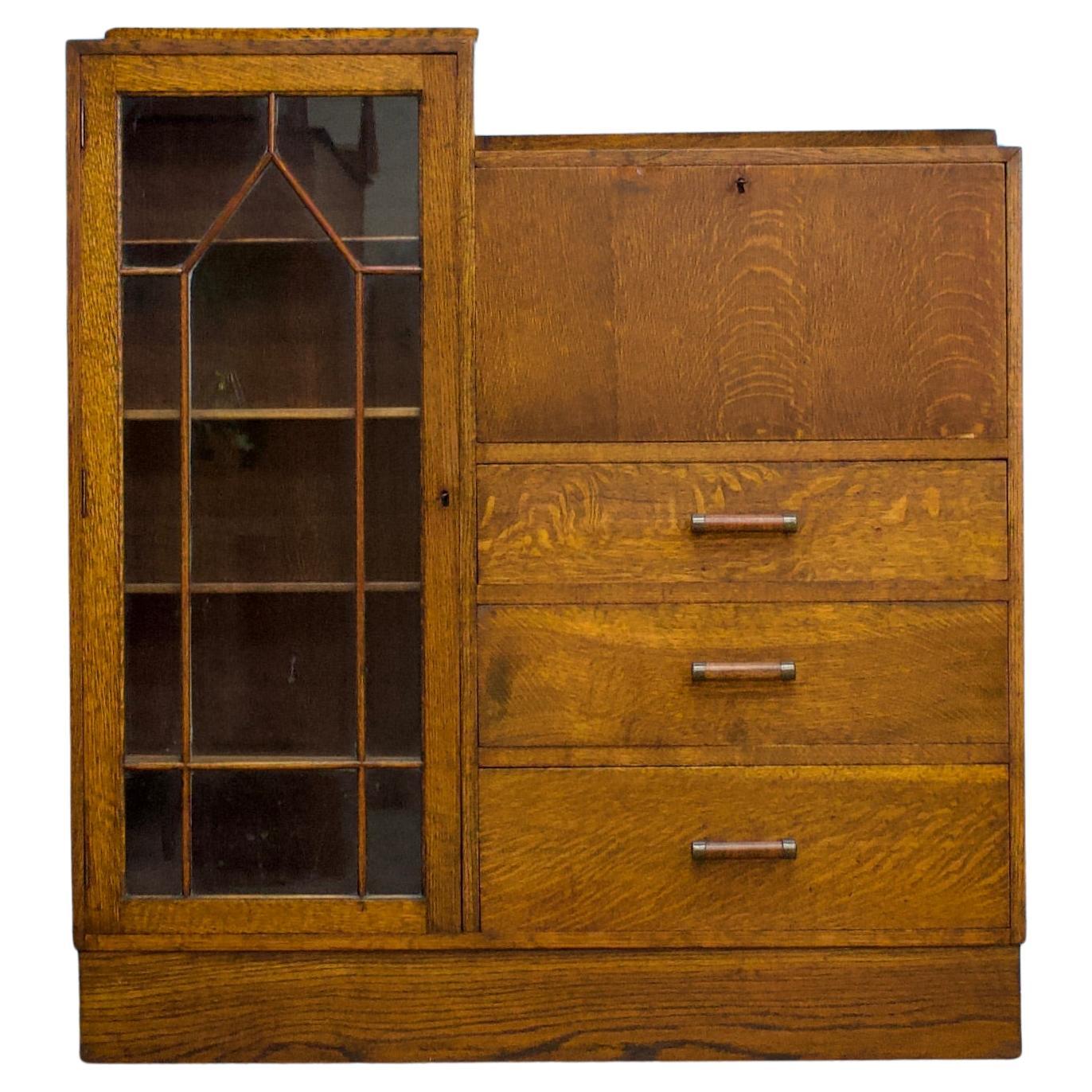 Vintage Art-Déco-Büro-Bücherregal aus Eichenholz im Heals-Stil, 1930er Jahre im Angebot