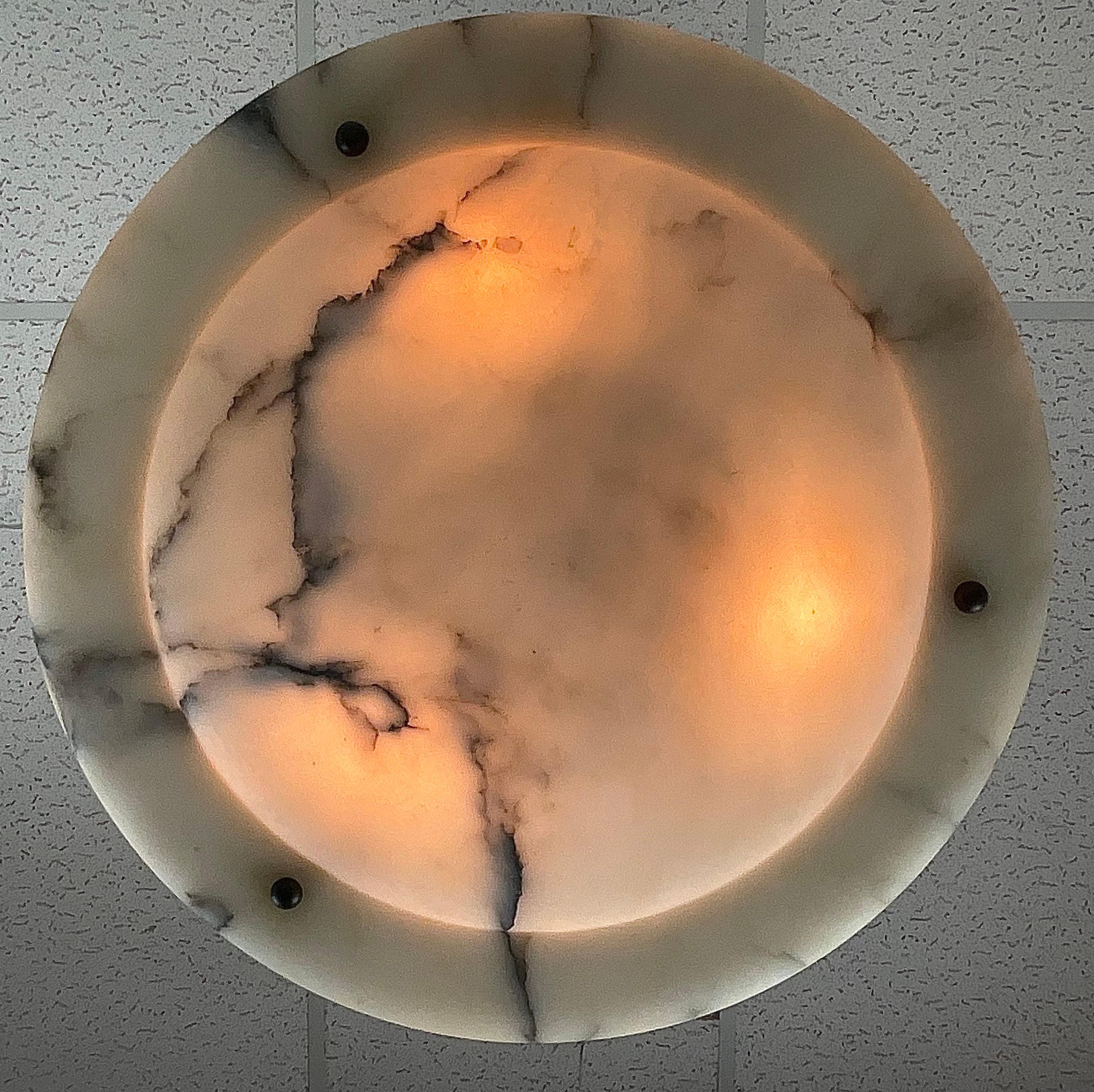 Vintage Art Deco Heavily Veined Alabaster Chandelier In Good Condition For Sale In West Palm Beach, FL