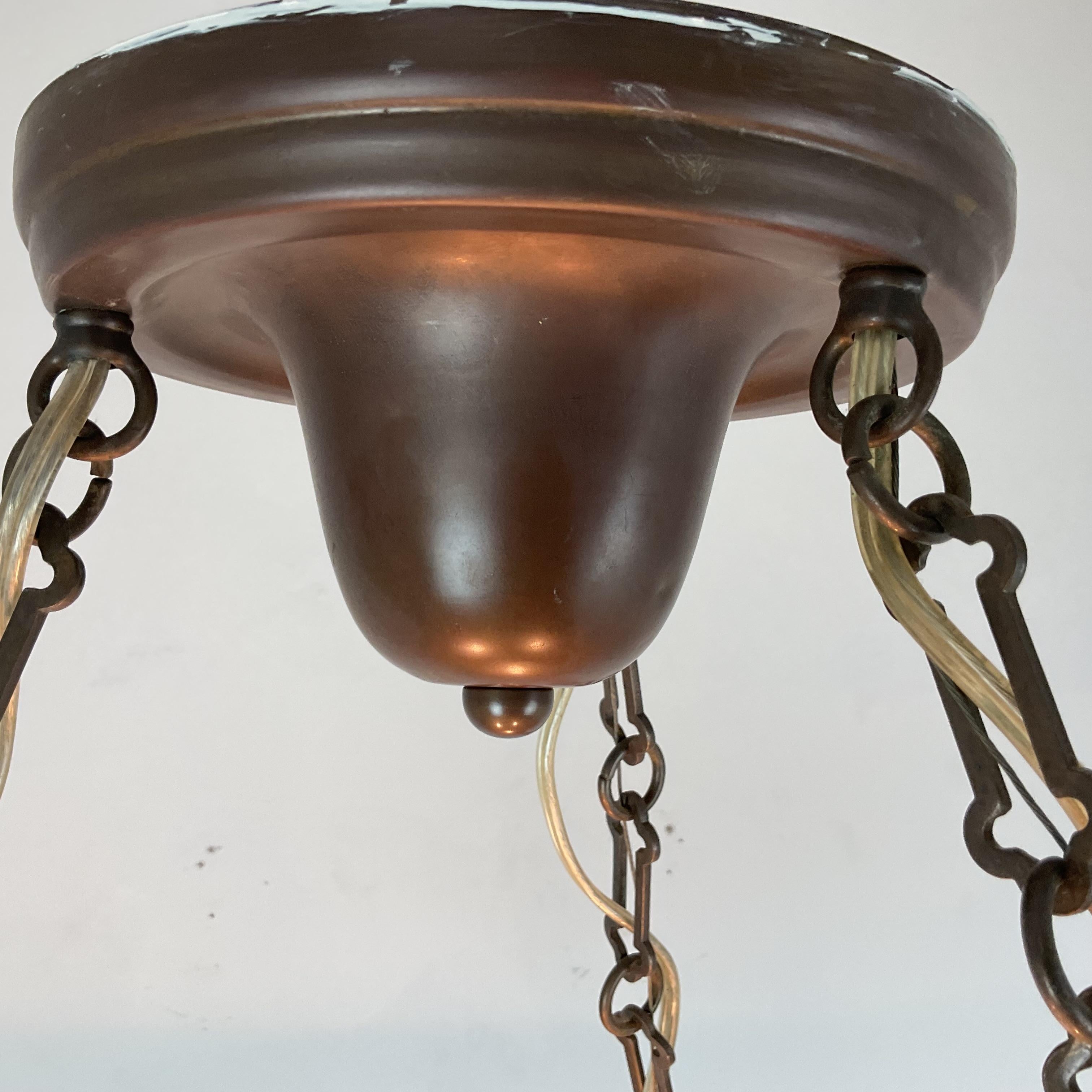 Vintage Art Deco Heavily Veined Alabaster Chandelier For Sale 4