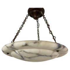 Antique Art Deco Heavily Veined Alabaster Chandelier