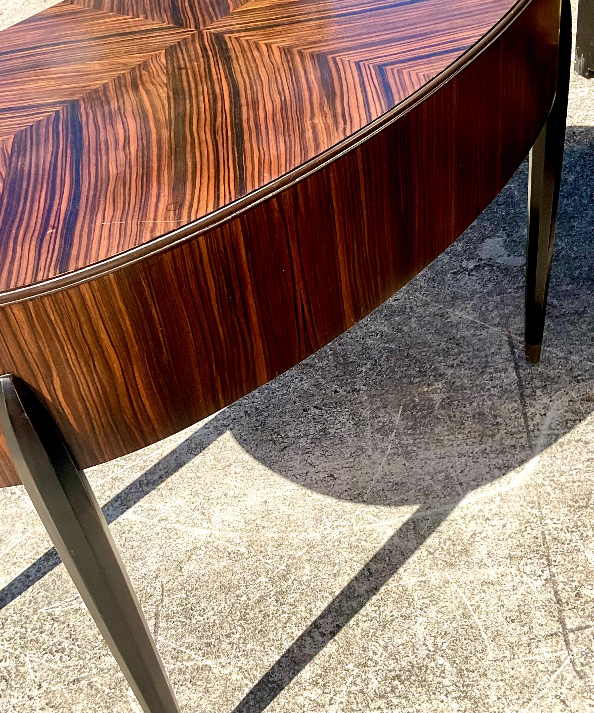 Vintage Art Deco Henredon Zebra Wood Writing Desk In Good Condition In West Palm Beach, FL