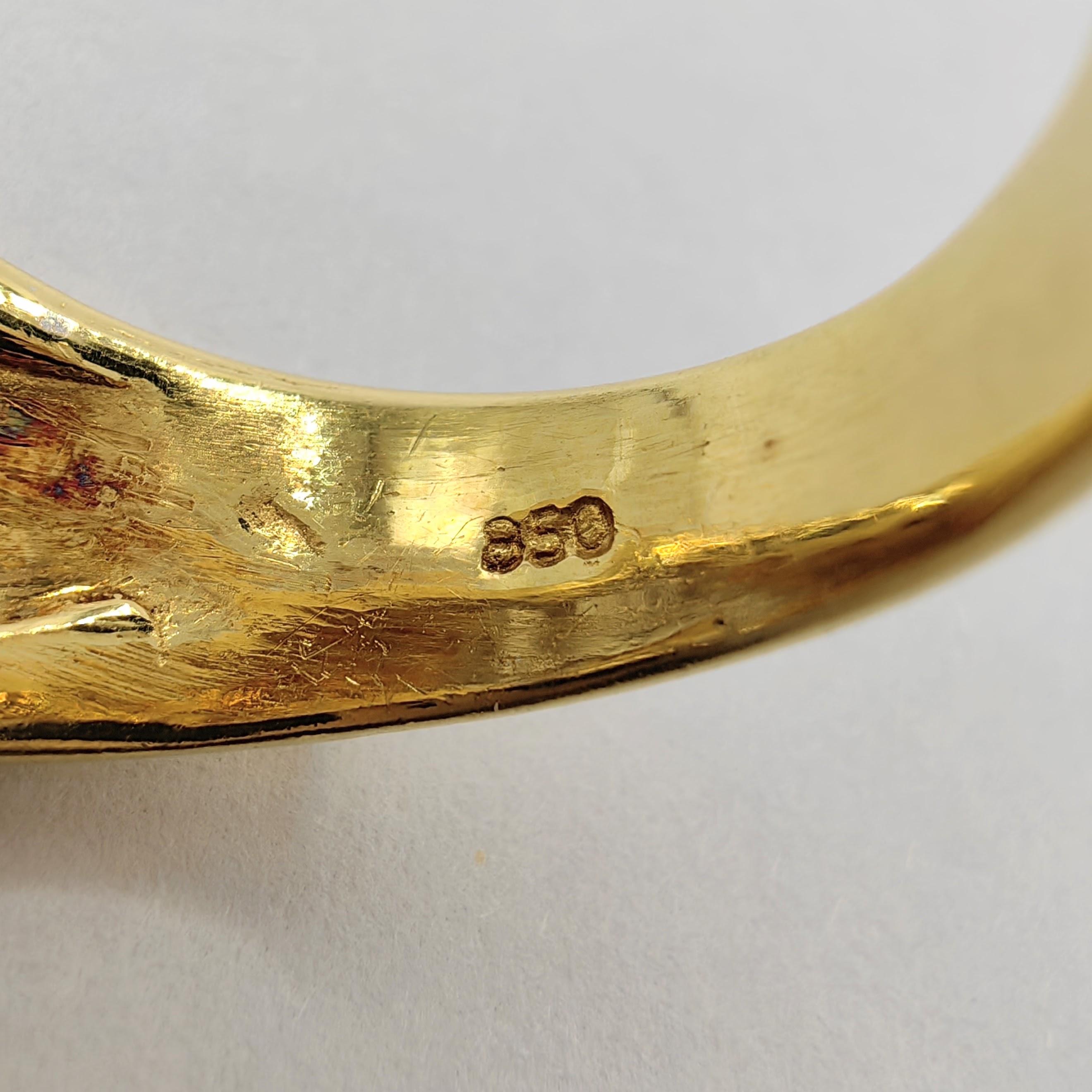 Vintage Art Deco Hexagon 1.22ct Citrine Diamond Men's Ring in 20K Yellow Gold In New Condition In Wan Chai District, HK