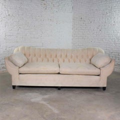 Vintage Art Deco Hollywood Regency Sofa Tufted Back and Concave Pillowed Arms